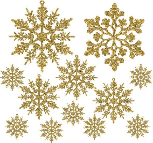 Plastic Christmas Glitter Snowflake Ornaments Christmas Tree Decorations, Gold Plastic Snowflake Ornaments for Winter Wonderland Christmas Party Decorations Plastic Christmas Glitter Snowflake Ornaments Christmas Tree Decorations, Gold Plastic Snowflake Ornaments for Winter Wonderland Christmas Party Decorations