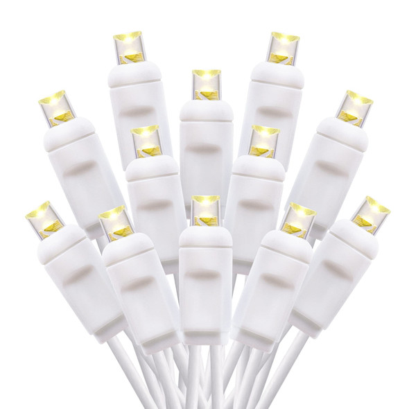 Warm White 50ft UL Listed 100 Count Outdoor LED String Lights Commercial Grade 5mm Wide Angle Christmas Lights for Garden Tree Lighting Decoration, IP65 Waterproof, White Wire