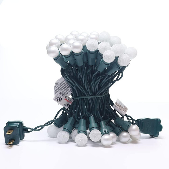 Christmas Lights 50 LED Warm White Pearl G15 Glass Berry,Globe String Light Plug in Wateproof Extendable Outdoor Indoor String Light for Holiday Party Christmas Tree Decor