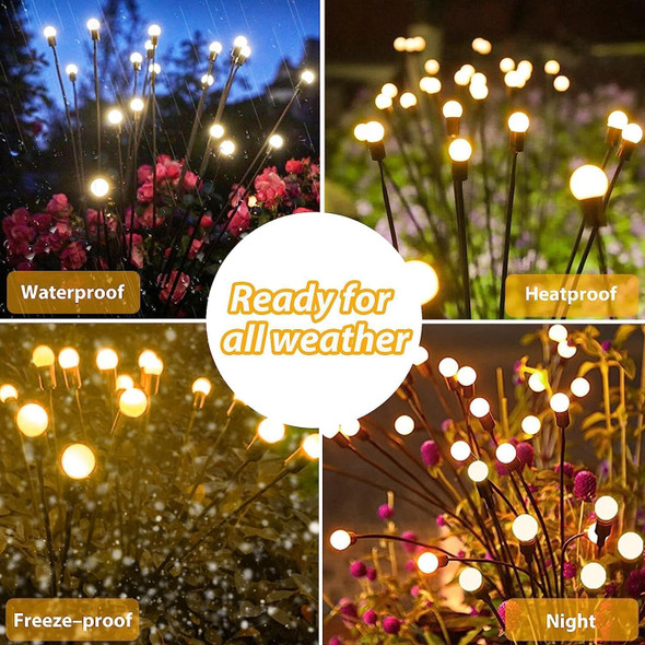 Solar Garden Lights Outdoor, 6 Pack Solar Christmas Lights, Solar Firefly Lights Outdoor Waterproof with 2 Lighting Modes and Flexible Wires for Backyard Garden Patio Christmas Decoration(Warm White)