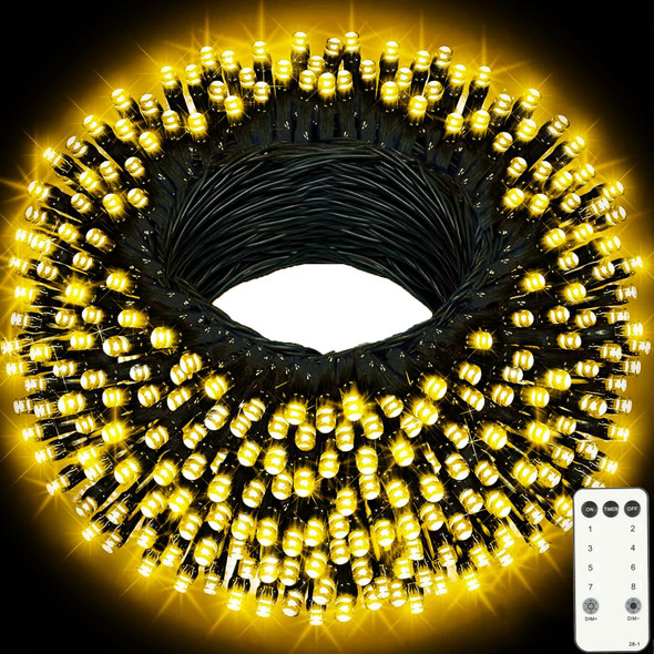 800LED Outdoor Indoor String Lights, Extra Long 328FT Christmas Lights, 8 Lighting Modes with Remote Control Plug-in Fairy Lights for Holiday Wedding Party Bedroom Decoration (Warm White)