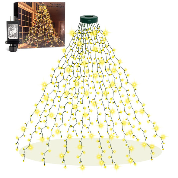 Christmas Tree Lights String, 6.6 Ft 400 LED Christmas Lights String, 16 Wires, Waterproof String Lights, 8 Modes and Memory Function, Pluggable, for Christmas Tree Decoration (Warm White)