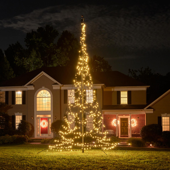Fairybell - Flagpole LED Christmas Tree - Outdoor Christmas Decorations - Warm White - 720 LED Tree - 20ft - Suitable for Existing Flagpoles