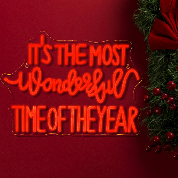 Christmas Neon Sign IT’s The most wonderful time of the year Led Neon Lights for Wall Decor Bar Light Up Signs for Bedroom Home Club Celebration Ceremony Wedding Birthday Party Decorations s