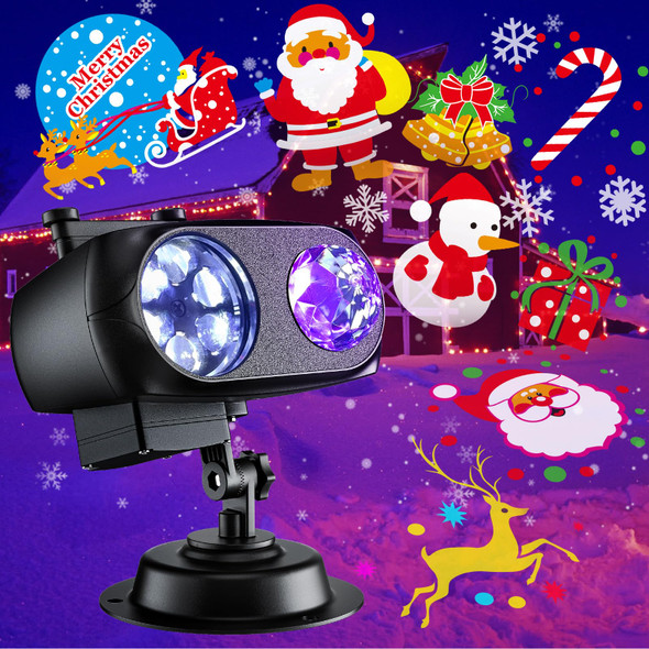 Brighter Christmas Projector Lights Outdoor, d Christmas Decorations Holiday Projector Display 8 Patterns At A Time (3D Ocean Wave & Patterns), 8 Holiday Themes Christmas Decor Light