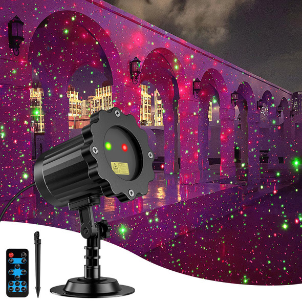 Laser Christmas Projector Lights Outdoor, d Christmas Laser Lights Landscape Spotlight Red and Green Star Show with Remote Control, Holiday Projector Decorations for House/Garden/Party