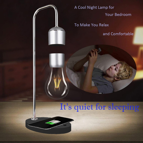 Magnetic Levitating Lamp with Wireless Phone Charger for iPhone Pro Max Floating Light Bulb LED Night Light Table Lamp Levitation Desk Lamp for Christmas Bedroom Office Decoration