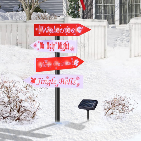 Christmas Solar Pathway Stake Sign Lights Outdoor，Large Xmas Yard Decorations Led Santa Elk Deer Light Waterproof Metal Landscape Stakes for Lawn Patio Holiday Ornament