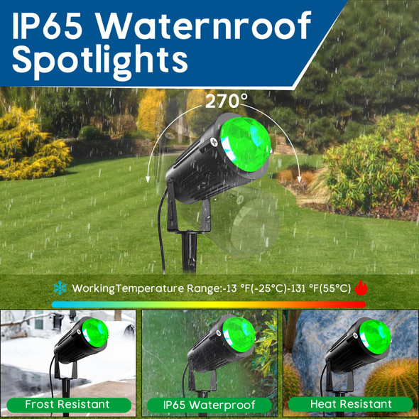 Christmas Halloween Spotlight Outdoor, 12W RGBW LED Spot Lights with 16 Color Changing for Yard Garden Decor, IP65 Waterproof 120V Plug in Landscape Lighting with Remote, 4 Pack