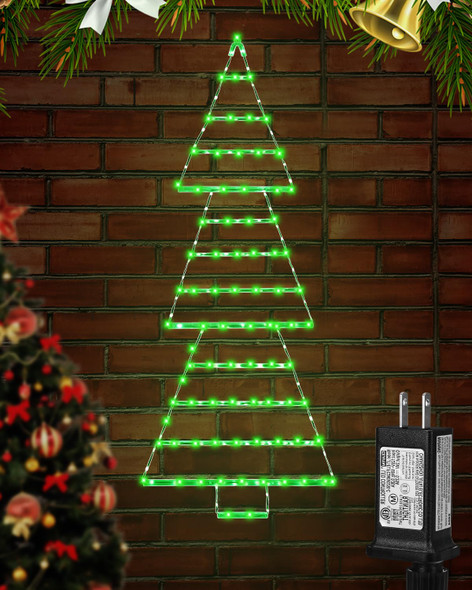 Christmas Decoration Lights, 4.8ft LED Ladder Lights, Christmas Hanging Lights, 8 Light Modes Plug-in Waterproof Christmas Lights for Indoor Outdoor, Wall, Window, Garden - Green