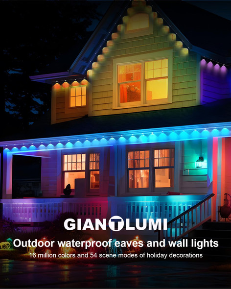 Permanent Outdoor Lights,Smart RGBIC Outdoor String Lights with 75 Scene Modes,50ft LED Eaves Lights,IP67 Waterproof,Party,Halloween,Christmas Decoration,Work with Alexa,Google Assistant