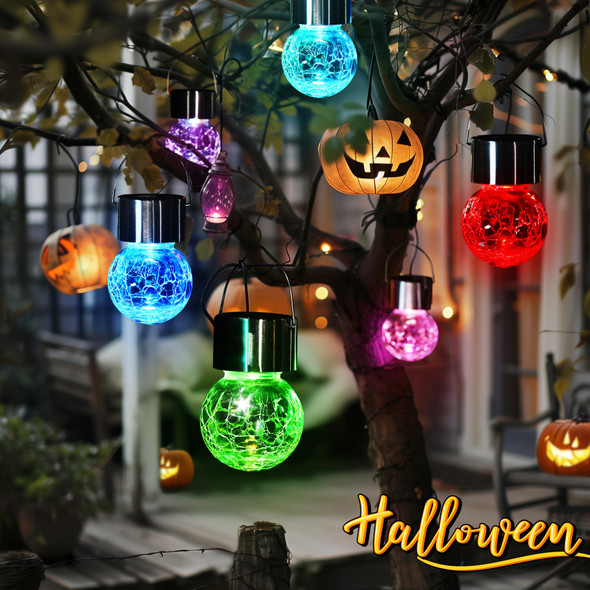 GIGALUMI 12 Pack Solar Outdoor Lights, Solar Hanging Lights for Christmas Decoration-Cracked Glass Solar Lights Outdoor Waterproof for Garden, Yard, Fence, Tree(Color Changing)