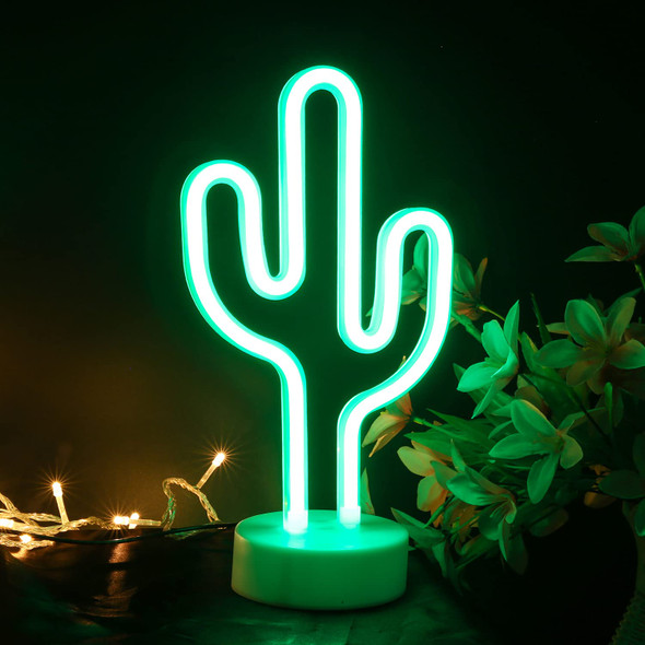 Cactus Neon Sign - Room Decor Neon Lights LED Sign. Home Decor Neon Table Lamp, USB Battery Dual use. Suitable for Girls Room/Bedroom/Living Room/Party, Birthday