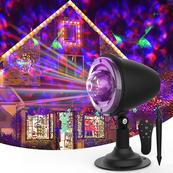 Halloween Christmas Laser Projector Lights Outdoor,Waterproof Holiday Light Projector with Remote Control,10 Colors Water Wave Ocean Effect Night Lights Projector for Home,Garden,Yard Decoration