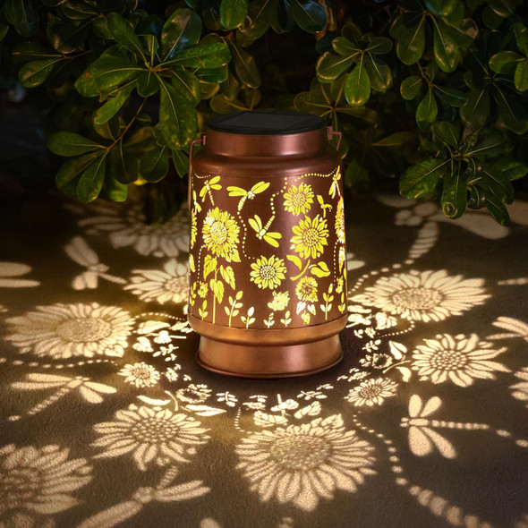 Dragonfly Solar Lanterns Outdoor Waterproof Hanging Sunflower Solar Lights Christmas s for Women Mom Metal Solar Decorative LED Lanterns Outside for Garden, Yard, Patio, Lawn, Porch, Backyard