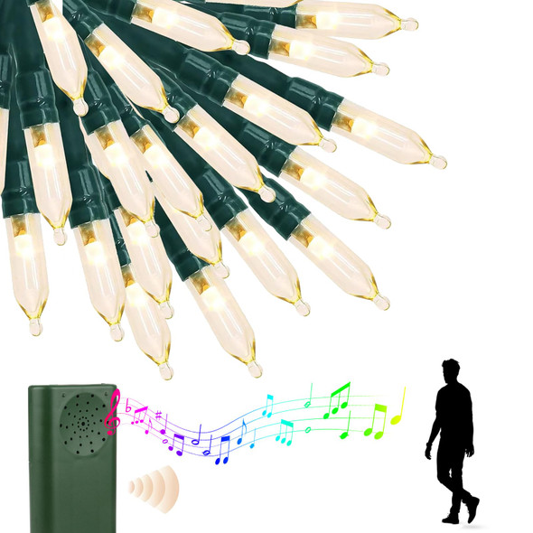 33FT 100LED Christmas String Lights,Battery Christmas Music Light Waterproof,Motion Sensor Christmas Lights with 6 Modes for Indoor Outdoor Yard Patio Garden Xmas Tree Decor