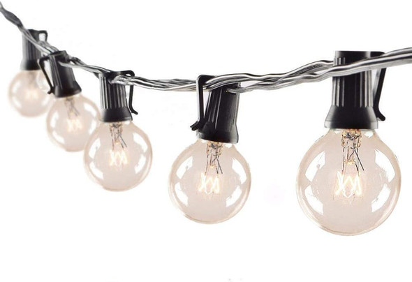 Outdoor String Lights 75ft Patio Lights with 80 G40 Bulbs (5 Spare), Connectable Globe String Lights for Party Tents Patio Gazebo Porch Deck Bistro Backyard Balcony Pergola Decor, Black Wire…