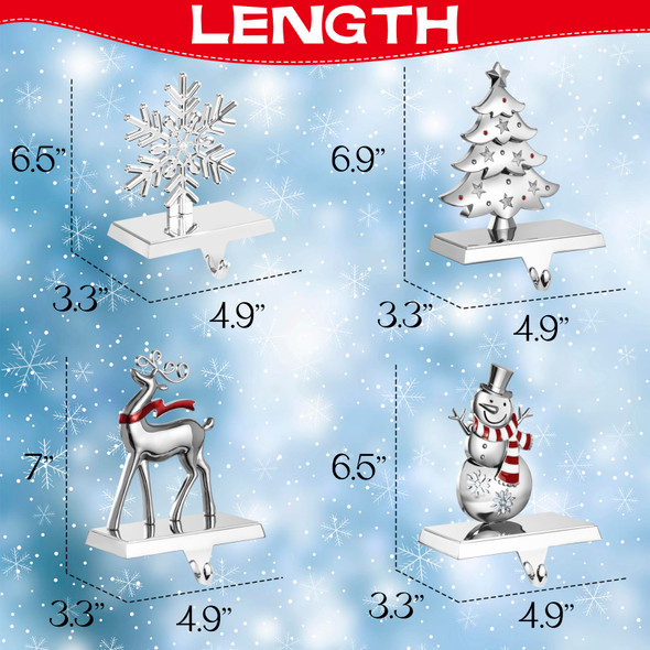 4 Pack Snowflake Christmas Stocking Holder Set for Mantle Christmas Decorations Holiday Mantle Fireplace Topper - Snowflake Snowman Reindeer and Christmas Tree Hangers Decorative Metal Hanger 4 Pack Snowflake Christmas Stocking Holder Set for Mantle Christmas Decorations Holiday Mantle Fireplace Topper - Snowflake Snowman Reindeer and Christmas Tree Hangers Decorative Metal Hanger