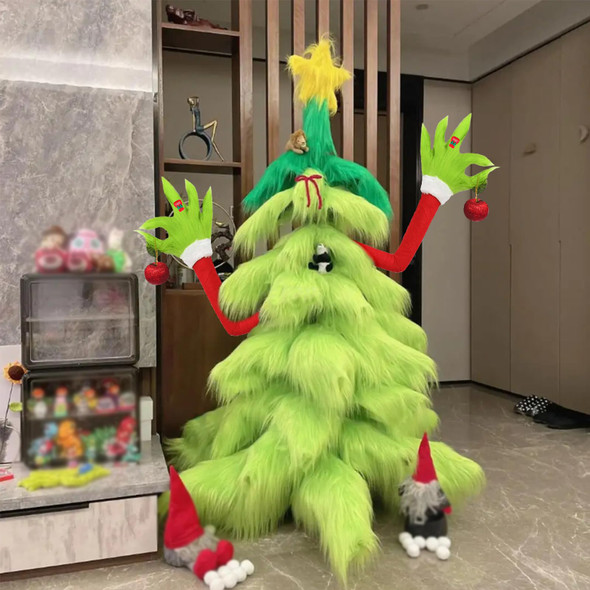Christmas Elf Body Tree Decorations, Christmas Tree Arm, Christmas Green Monster Stole Xmas Tree Topper, Furry Green Christmas Elf Arms With Fingers That Can Be Bent At Will,Christmas Tree Decorations