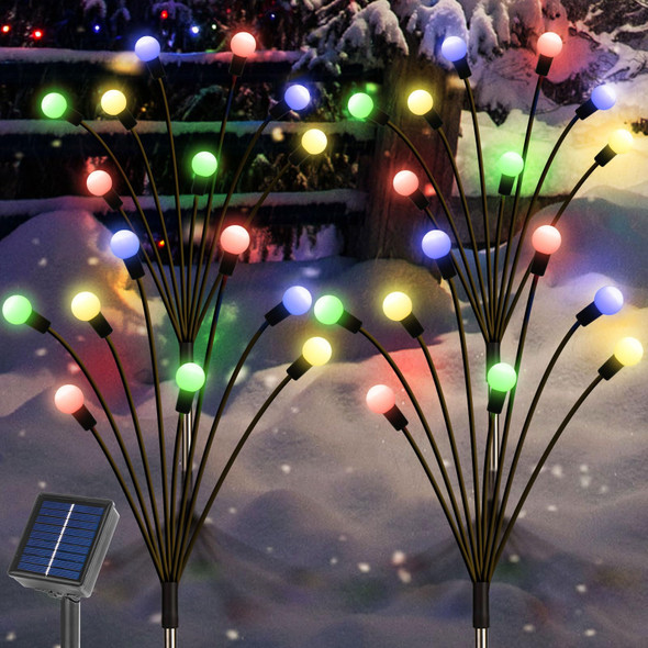 Set of 4 Solar Christmas Decorations, 8 Modes Solar Swaying Garden Lights, Solar Landscape Pathway Stake Lights, Outdoor Solar Christmas Lights Decor, d Base on Solar Firefly Light