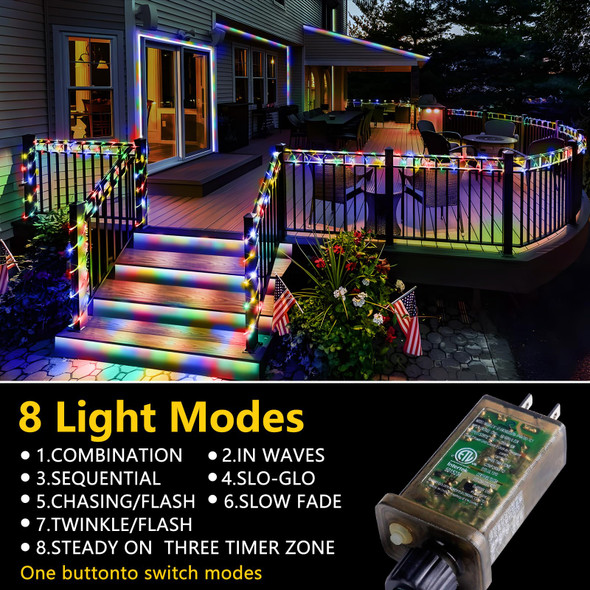 Heceltt 147ft LED Rope Lights Outdoor,450 LED Tube Lights with 8 Modes, IP65 Waterproof LED Rope Lighting for Patio Eaves Pool Party Backyards Garden Holiday Lights Decoration(Multicolor)