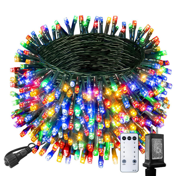 HeKation 300 LED Christmas String Lights Outdoor, 100ft Multicolor Christmas Lights for Tree, Outdoor, Indoor, Timer, Dimmable, for Halloween, Christmas, Holidays Decor
