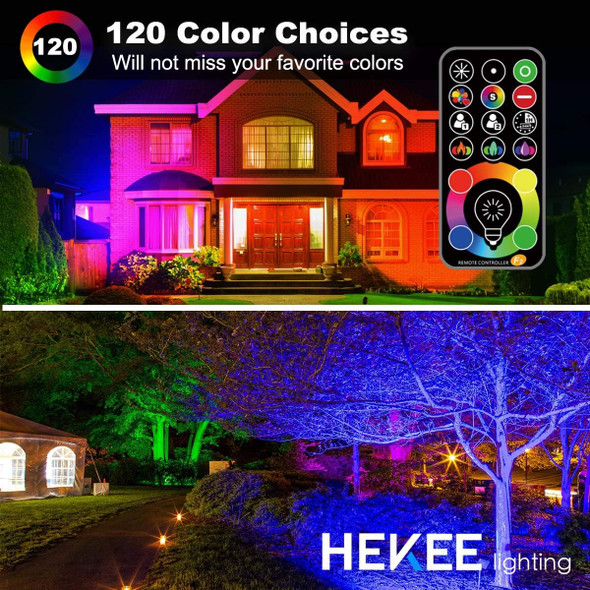LED Flood Light Outdoor, 40W RGB Color Changing 4000 Lumens FloodLight, DIY Strobe Mode, 120 Colors Uplight, Timing, RGBW 2700K Warm White, IP66 Waterproof Spotlight (2 Pack)