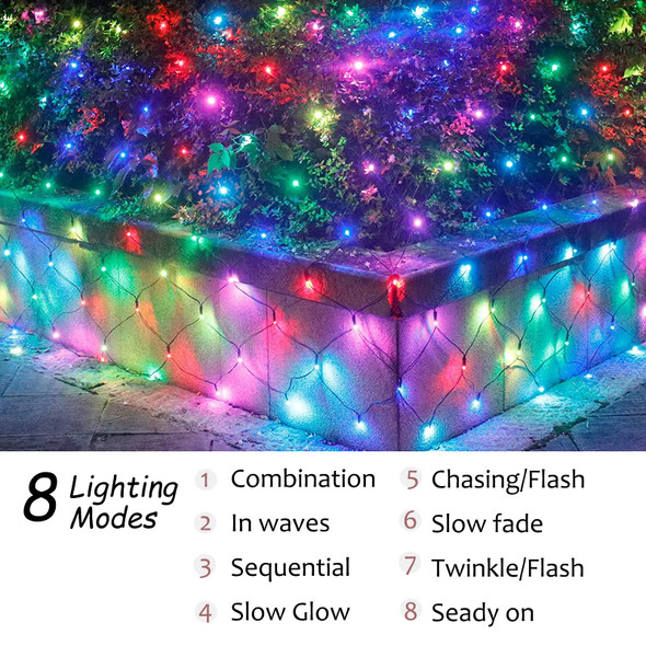 Outdoor Christmas Net Lights, 240 LED 18 Color Changing Bush Lights with Remote, 14.8x4.9ft Multicolor Connectable Waterproof String Lights for Bushes Patio Xmas Tree Wedding Party Home Decor