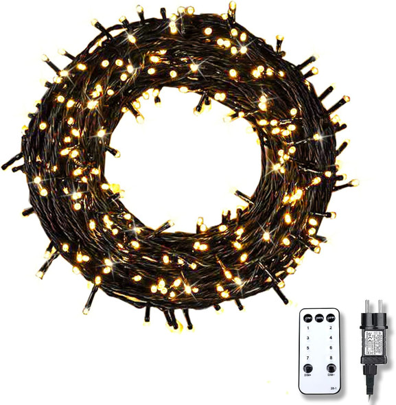 Christmas String Lights Plug in, 98Ft 200LED Twinkle String Lights with Remote 8 Modes Fairy Lights Waterproof for Outdoor Indoor Tree Garden Yard Wall Christmas Decor (Warm White)