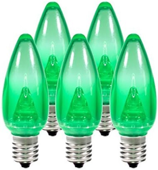 Holiday Lighting Outlet Smooth C9 Christmas Lights Green LED Light Bulbs Holiday Decoration Warm Christmas Decor for Indoor & Outdoor Use 3 SMD LEDs in Each Light Bulb Set of 25