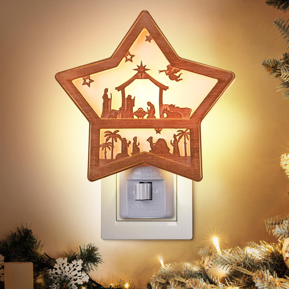Christmas Jesus Nativity Scene Night Light Plug in, Christmas Jesus Born 120V C7 LED Wall Plugin Nightlights, Christmas Nativity Star Night Light Decor for Bedroom Bathroom Kitchen Hallway