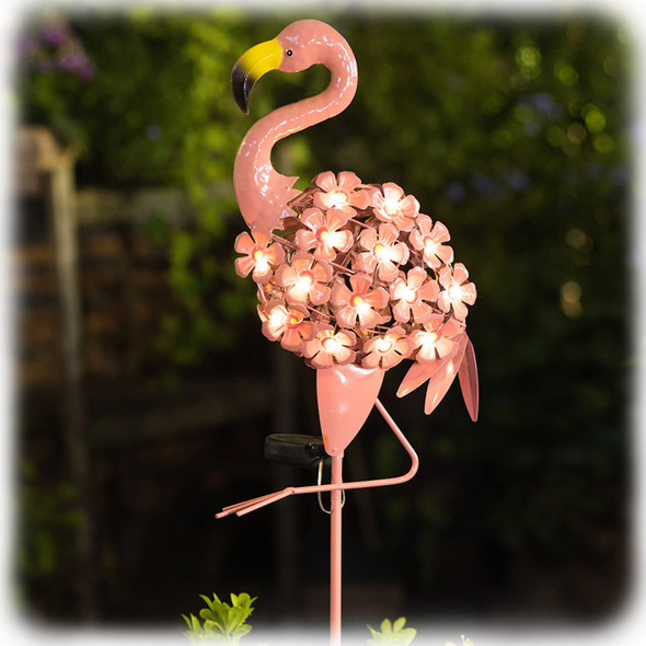 HOMEIMPRO Garden Solar Lights, Flamingo Pathway Outdoor Stake Metal Lights, Waterproof Warm White LED for Lawn,Patio, Courtyard, Mothers Day s for Mom Grandma