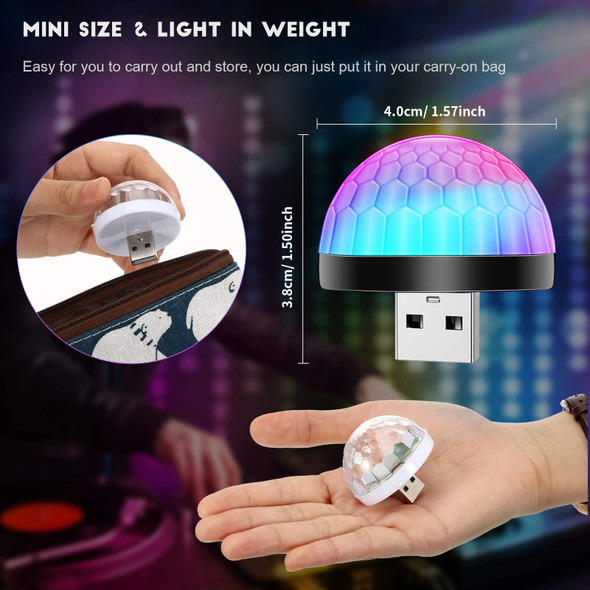 Honoson 12 Pieces USB Mini Disco Ball Lights DJ Ball USB Magic Strobe Light LED Atmosphere Party Light Christmas Disco Stage Lights with 36 Adapters for Christmas Party DJ Stage Decor