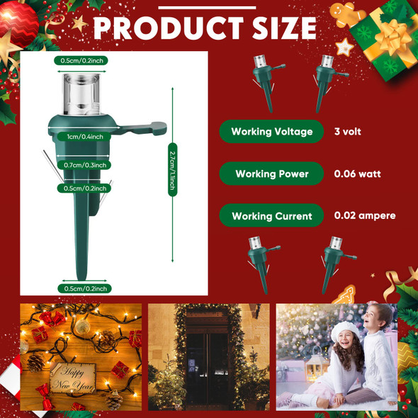 LED Christmas Lights Christmas Replacement Mini Light Bulbs 3 Volt 0.06 Watt Christmas Tree LED Light Bulb Xmas Lights with Green Base for Party Holiday Indoor Outdoor(Warm White,400 Pieces)