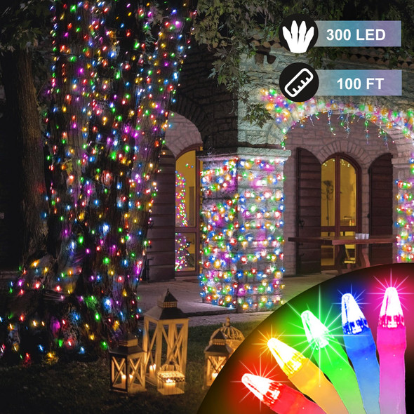 300LED 100FT Christmas String Lights, 8 Modes Fairy Lights Connectable, Indoor Outdoor String Lights with Timer & Memory for Christmas Tree Bedroom Yard Door Wedding Xmas Classroom Decor Multicolor