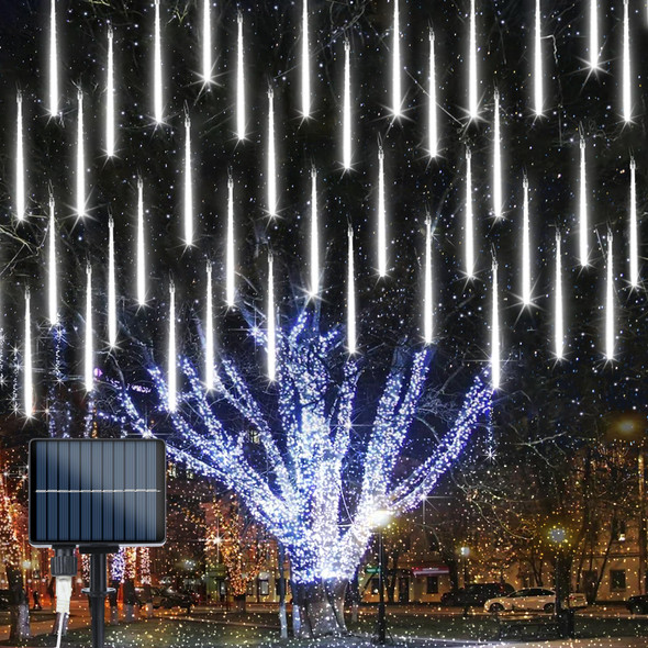 iBaycon Solar Meteor Shower Rain Lights, 11.8 inches 20 Tubes 480 LED Cascading LED Icicle Lights, Waterproof Solar Icecycle Falling Raindrop Lights for Holiday Party Wedding Christmas Decorations