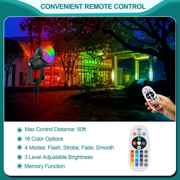 Christmas Spotlight Outdoor - RGB Low Voltage Landscape Lights 12W Color Changing LED Landscape Lighting with Remote Waterproof 12V Spot Lights Colored Uplight Multicolor Uplighting (12Pack)