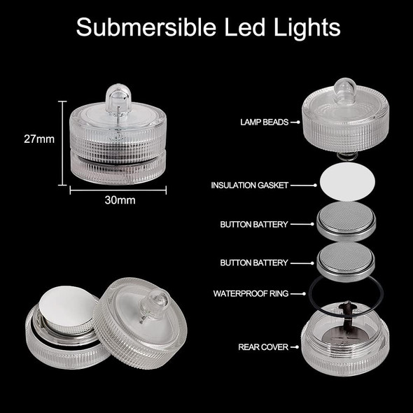 Blue Submersible Led Lights, Waterproof Tea Lights Underwater Mini Pool Lights Battery Operated Flameless for Vases Fountain Halloween Christmas Home Decorations (24 Pack)