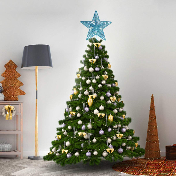 IMIKEYA Christmas Star Tree Topper: Glittered Christmas Tree Topper Metal 3D Hollow Tree Topper Christmas Treetop Star Tree Topper for Christmas Tree Decoration Home Bar Office Decor (Blue)