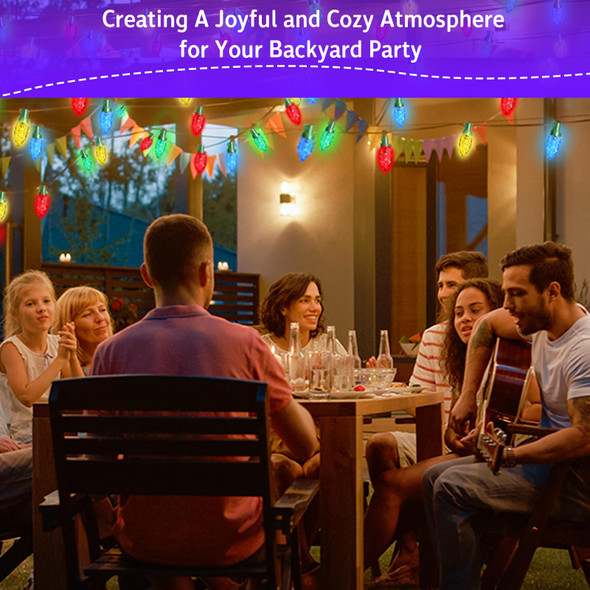 ITICdecor Solar String Christmas Lights C7 31ft 50 LED Colourful Strawberry Hanging Lights Outdoor Waterproof Green Wire Fairy Light Decoration for Garden Patio Yard Camping Party s for Dad Mom