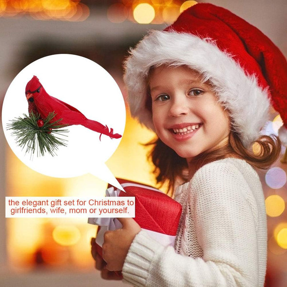 IUIBMI 10 Pack Artificial Red Cardinal Birds Clip on Pine Branches Ornaments for Christmas Tree Realistic Feathered Birds for Wreaths DIY Crafts Decor