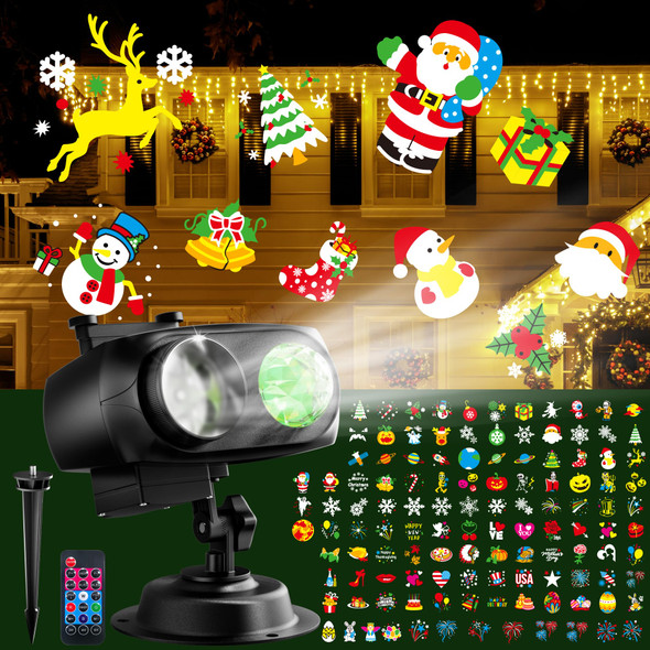 JACKYLED Christmas Projector Lights Outdoor, 2 in 1 HD Projector 150 Festive Patterns with Remote Control, Timers, IP65 Waterproof Halloween Decorations Outdoor (15 Slides 10 Colors) JACKYLED Christmas Projector Lights Outdoor, 2 in 1 HD Projector 150 Festive Patterns with Remote Control, Timers, IP65 Waterproof Halloween Decorations Outdoor (15 Slides 10 Colors)
