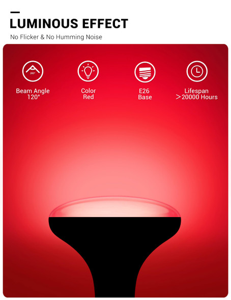 JandCase Christmas Light Bulbs, Red BR30 Flood Light Bulb, 11W(100W Equivalent) LED Recessed Light Bulbs, 900lm, Non-Dimmable, E26 Base, 2 Pack,Christmas Decor