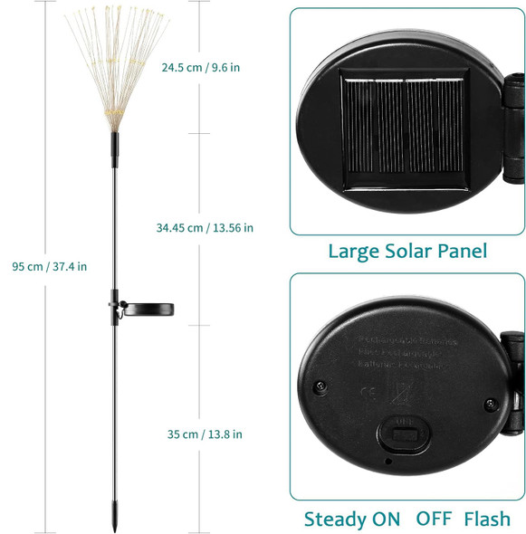 JJGoo Solar Firework Lights, 2 Pack 120 LEDs 2 Lighting Modes Outdoor Waterproof for Garden Patio Walkway Pathway Party Wedding Christmas Decorative - Cool White JJGoo Solar Firework Lights, 2 Pack 120 LEDs 2 Lighting Modes Outdoor Waterproof for Garden Patio Walkway Pathway Party Wedding Christmas Decorative - Cool White