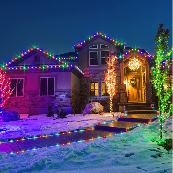 JMEXSUSS Solar Christmas Rope Lights, 2 Pack 100 LED IP 65 Solar Rope Lights Outdoor Waterproof, 33ft 8 Modes PVC Tube Solar Christmas Lights for Christmas Xmas Fence Walkway Path (Multicolor)