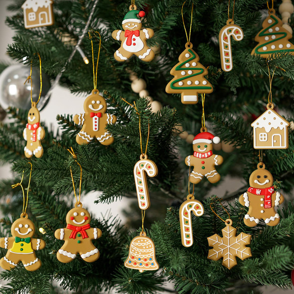 16PCS Gingerbread Christmas Decorations, Gingerbread Ornaments for Christmas Tree, Christmas Tree Hanging Decorations, 2.5 Inch Tall