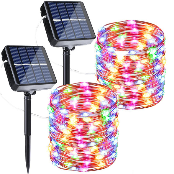Joomer Solar String Lights Outdoor, 2Pack Total 100FT 300LED 8 Modes Solar Fairy Lights,Waterproof Lights for Tree, Patio, Garden, Outdoors Decoration (Multicolor)