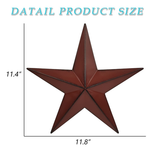 12" Metal Barn Star Wall Decor-American Flag Stars for Outside Or Inside of House-Iron Texas Metal Star Rustic Vintage Western Country Home Farmhouse Wall Art Decorations (Set of 3)