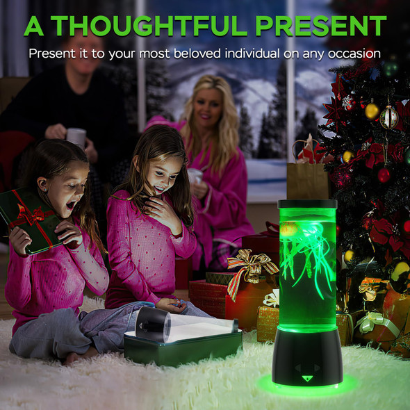 JSOT Jellyfish Lamp - Jelly Fish Decor Lamp 16 Colorful Changing with 4 Light Modes for Christmas, Jellyfish Nights Light with Remote Control USB/Battery for Children's, Adult's . (Black)