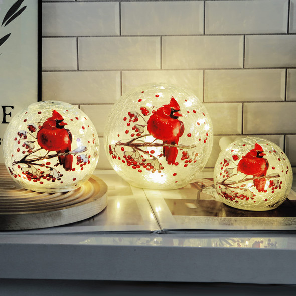 Crackle Glass Ball Cardinal Lamp, Light Up Red Bird Stained Glass Christmas Decor Accent Lamp, Lighted Globe Glass Table Lamp, Orb Cardinal Night Light, Mother's Day s, Led Sphere Desk Lamp Crackle Glass Ball Cardinal Lamp, Light Up Red Bird Stained Glass Christmas Decor Accent Lamp, Lighted Globe Glass Table Lamp, Orb Cardinal Night Light, Mother's Day s, Led Sphere Desk Lamp